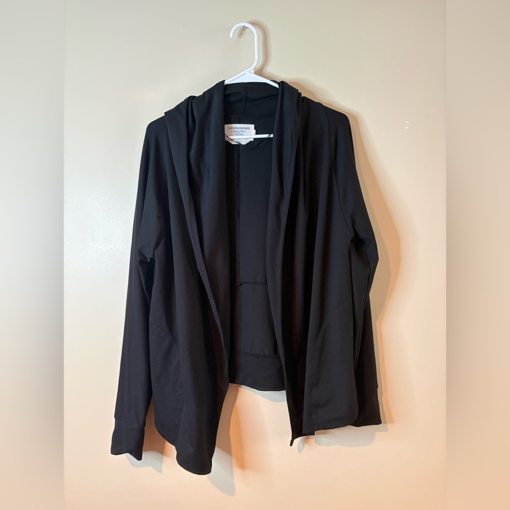 Simply Vera Vera Wang Black Open-Front Hooded Cardigan Sweater - Size Large